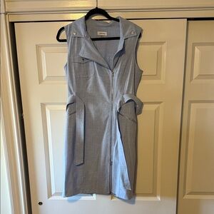 Calvin Klein Powder Blue Sleeveless Zip-Front Mini Dress